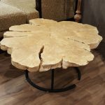 Round Flower Wood Table